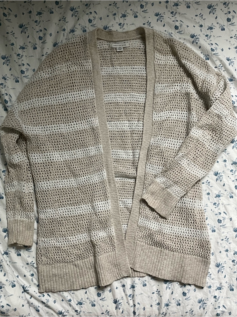 AE XS Beige Open-Knit Women's Cardigan